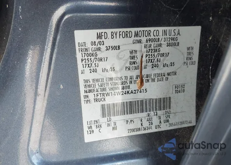 2004 Ford F-150 Xlt z USA, uszkodzony, nr VIN 1FTRW14W24KA27415